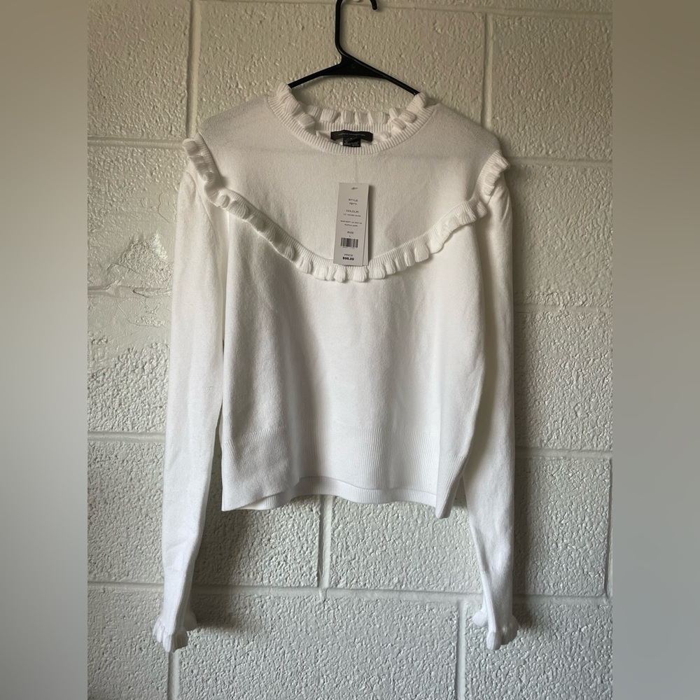 French Connection Babysoft Ruffle Sweater in Winter White - Picture 1 of 8